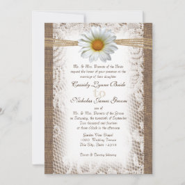 Convite Rústico Lace e Burlap com Daisy como Gazania