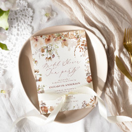 Convite Rústico Nêutico Boho Floral Bridal Tea