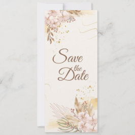 Convite Rustico Rosa e Floral Boho Dourado Salve a Data