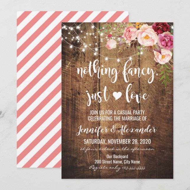 Convite Rústico Sem Frescuras Só Amor (Frente/Verso)