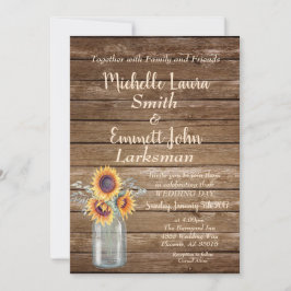 Convite Rústico Sunflower Country Madeira Barnyard Mason J