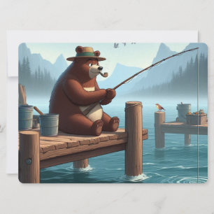 Convite Rústico, urso vintage ao ar livre da montanha