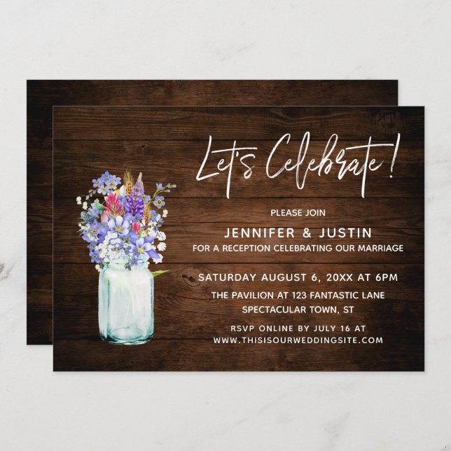 Convite Rústico Vamos Celebrar as Flores Silvestres em Pot (Frente/Verso)