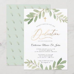 Convite Rústico Verde Sage Dedicação Dourada