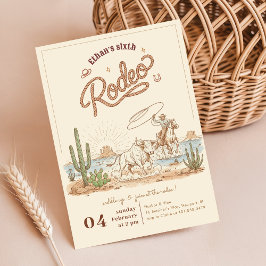 Convite Rustico Vintage Xadrez Caubói Rodeio 6º Aniversári
