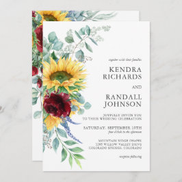 Convite Rústicos Girassóis e Rosas Floral Casamento