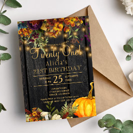 Convite Rusty outono floral chic vinte e um anos