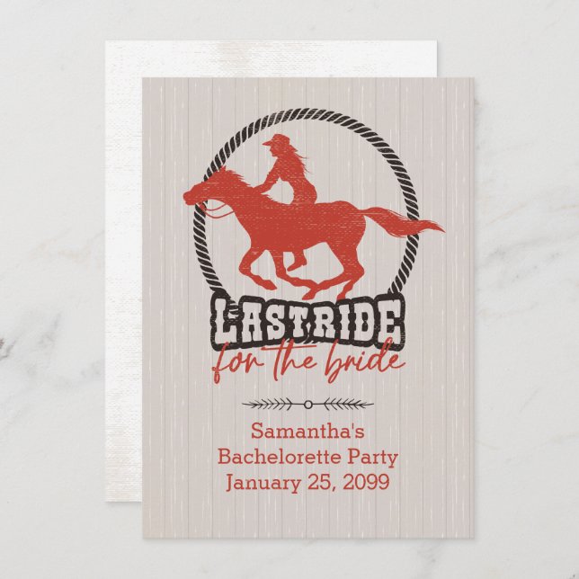 Convite Rusty Red Última Carona Para A Noiva (Frente/Verso)