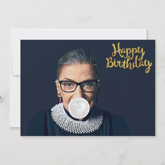 Convite Ruth Ginsburg soprando chiclete Feliz aniversário (Frente)