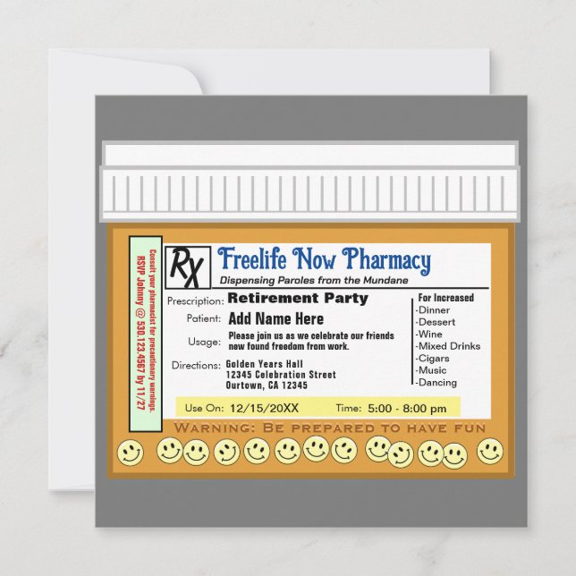 Convite RX da Parte de Reforma para Divertimento (Frente)