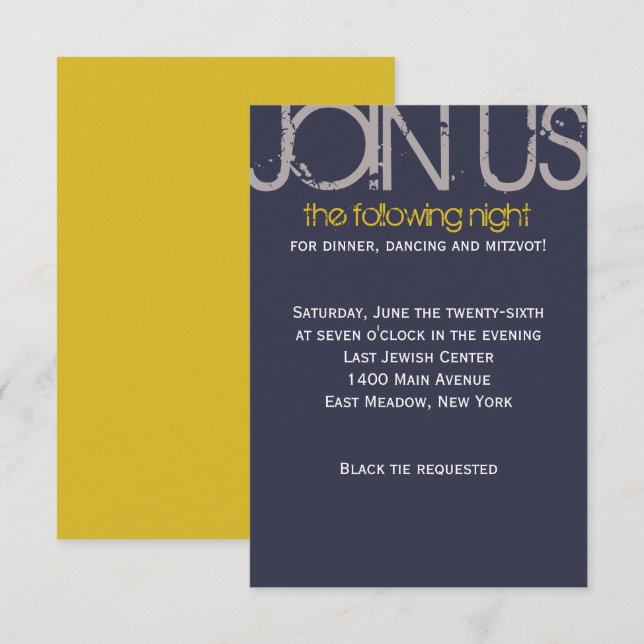 Convite S Monografias do Bar Inicial Bat Mitzvah (Frente/Verso)