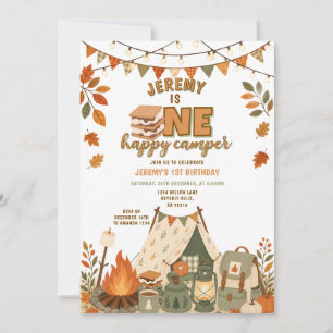 Convite S’mores Acampamento Menino Festa de Camping Outono