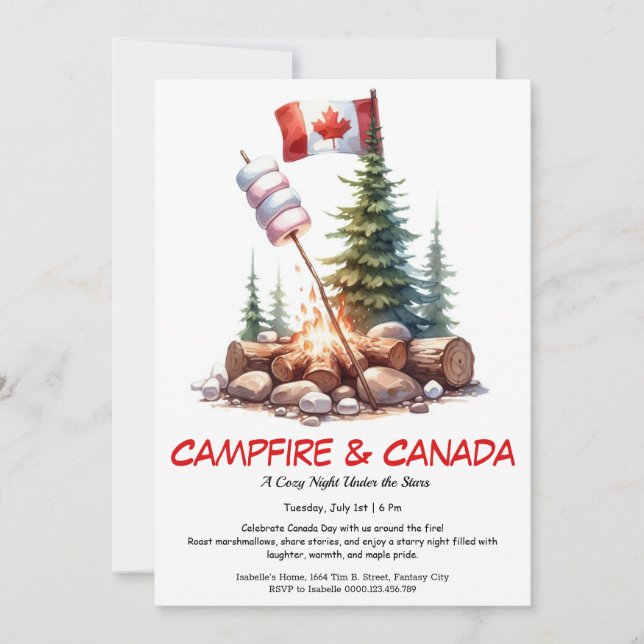 Convite S’mores, Histórias e Estrelas | Canadá Day Campfir (Frente)