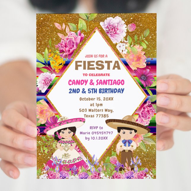 Convite Sábado Combinado de Fiesta Sibling Mexicano (Criador carregado)