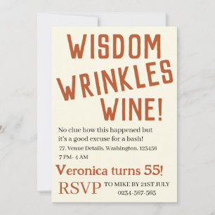 Convite Sabedoria personalizada enruga vinho engraçado ani