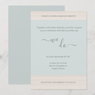 Convite Sábio Azul Elegante Fazemos Casamento De Stripes D