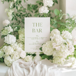 Convite Sábio Elegante - Sinal de Bar de Casamento Verde e