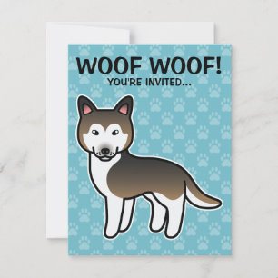 Convite Sable Cartoon Siberian Husky