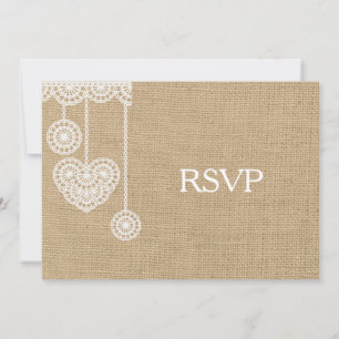 Convite Saco de aniagem e renda RSVP