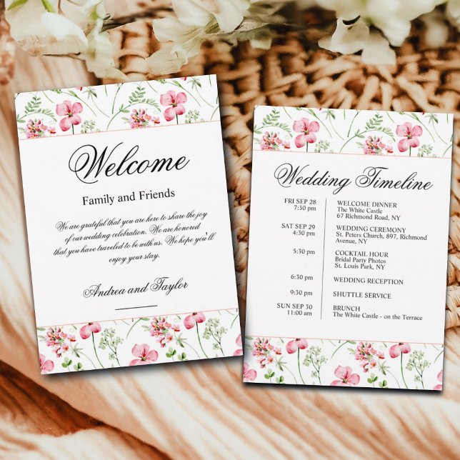 Convite Saco de Boas-Vindas de Casamento Floral com Carta  (Criador carregado)