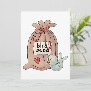 Convite Saco de sementes de aves com Arco e coração