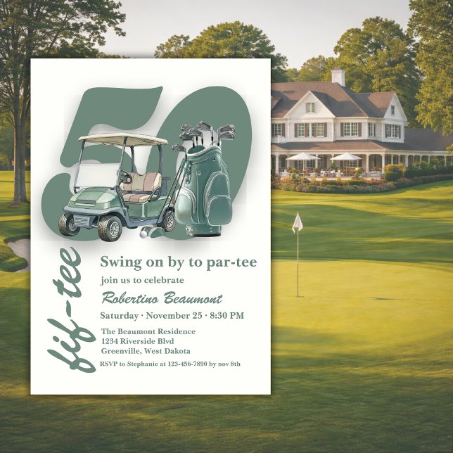 Convite Sacos de Golfe Verde Clássico 50º Aniversário (Criador carregado)
