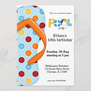 Convite Sacudir Flop Piscina Party