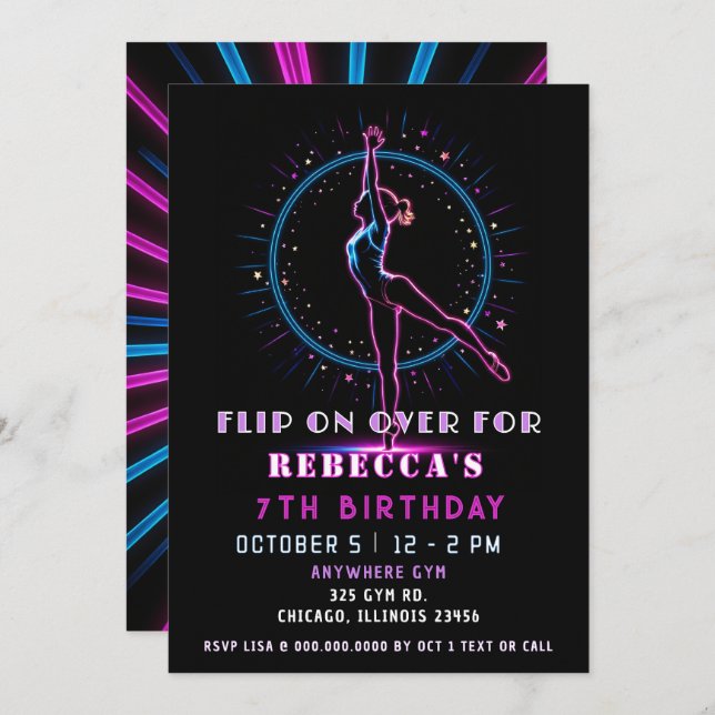 Convite Sacudir Sobre O Divertido Aniversário Do Brilho Ne (Frente/Verso)