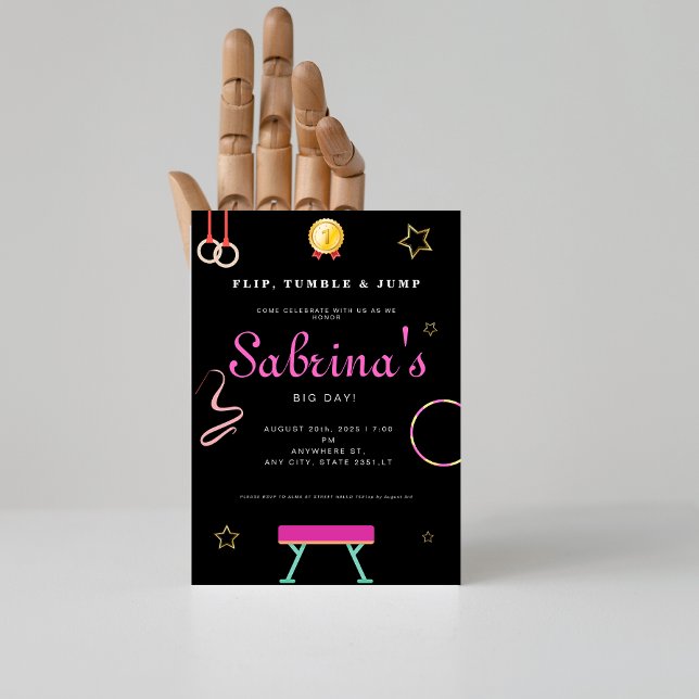 Convite Sacudir tumble e salta Festa de aniversário de gar (Criador carregado)