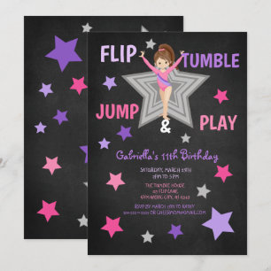 Convite Sacudir, Tumble, Jump, & Jogue ginástica Anivers