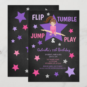 Convite Sacudir, Tumble, Jump, & Jogue ginástica Aniversár