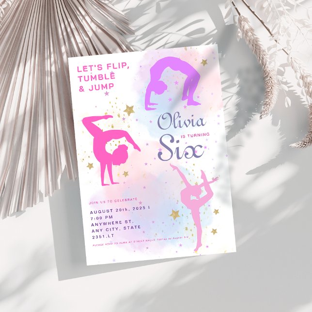 Convite Sacudir tumble & saltar Festa de aniversário de gi (Criador carregado)