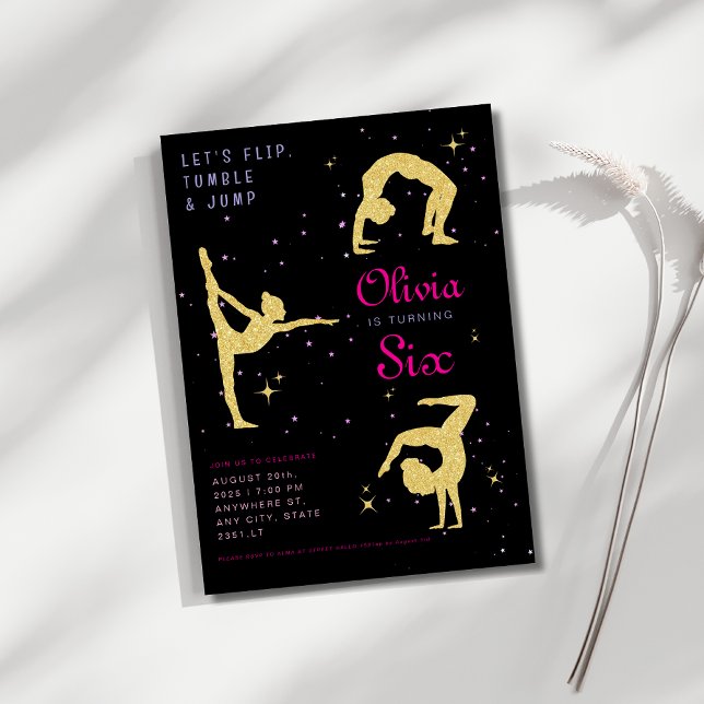 Convite Sacudir tumble & saltar Festa de aniversário de gi (Criador carregado)