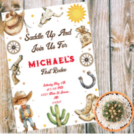 Convite Saddle First Rodeo Wild West Birthday