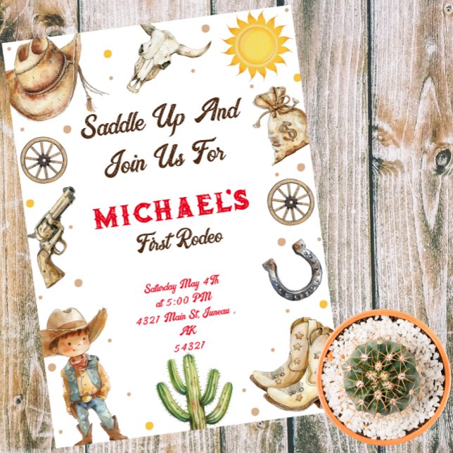 Convite Saddle First Rodeo Wild West Birthday (Criador carregado)