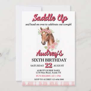 Convite Saddle Up Girls Western Birthday