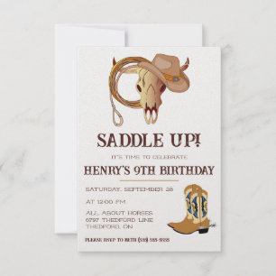 Convite Saddle Up! It's time to celebrate! Cowboy Birthday