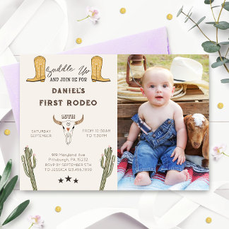 Convite Saddle Western Cowboy Foto de Aniversário