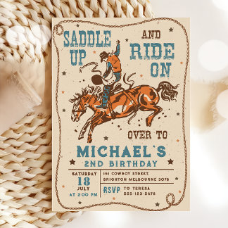 Convite Saddle Western Rodeo Cowboy Aniversário