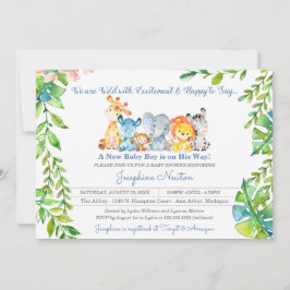 Convite Safari Animais Selvagens Chá de fraldas da Selva