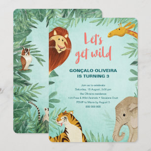Convite Safari Animal Birthday Jungle Party