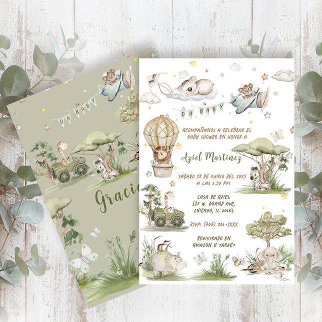 Convite Safari Animal Boho Baby Shower (Criador carregado)