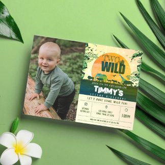 Convite Safari Animal Verde Dois segundo aniversário de Fo