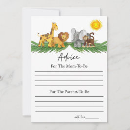 Convite Safari Animals Advice for Baby Shower Game Card