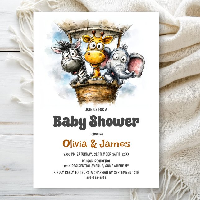 Convite Safari Animals Baby Shower (Criador carregado)