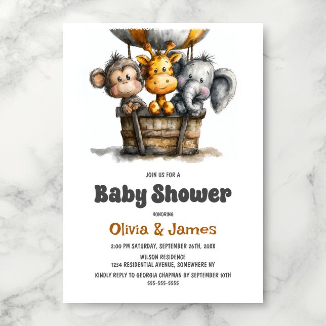 Convite Safari Animals Baby Shower (Criador carregado)