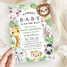 Convite Safari Animals Baby Shower Gender Neutral Jungle