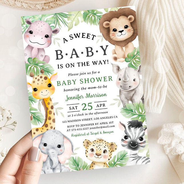 Convite Safari Animals Baby Shower Gender Neutral Jungle (Criador carregado)