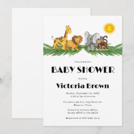 Convite Safari Animals Baby Shower Invitation
