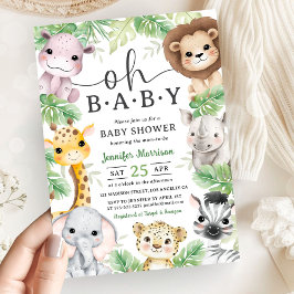 Convite Safari Animals Baby Shower Oh Baby Cute Jungle 